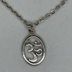 Silver Om Symbol Pendant Necklace - Yoga Collection